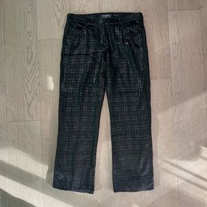 Vintage Chanel 2004 Silk Blend Trousers, IT 42, UK 10, US 6, Black Tweed/Plaid